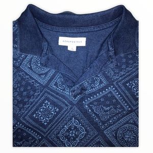 Aeropostale Navy Paisley Polo Shirt